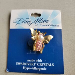 Vintage Pure Allure Pink Swarovski Crystals Bee Brooch Pin